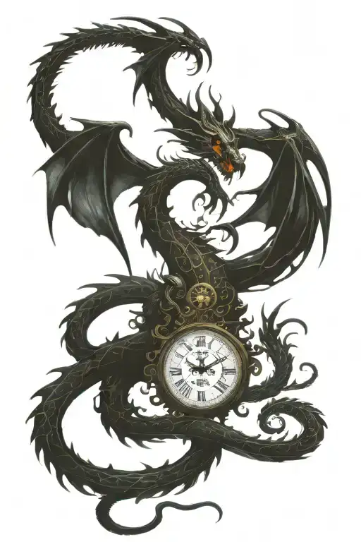 A Long Dragon And A Clock