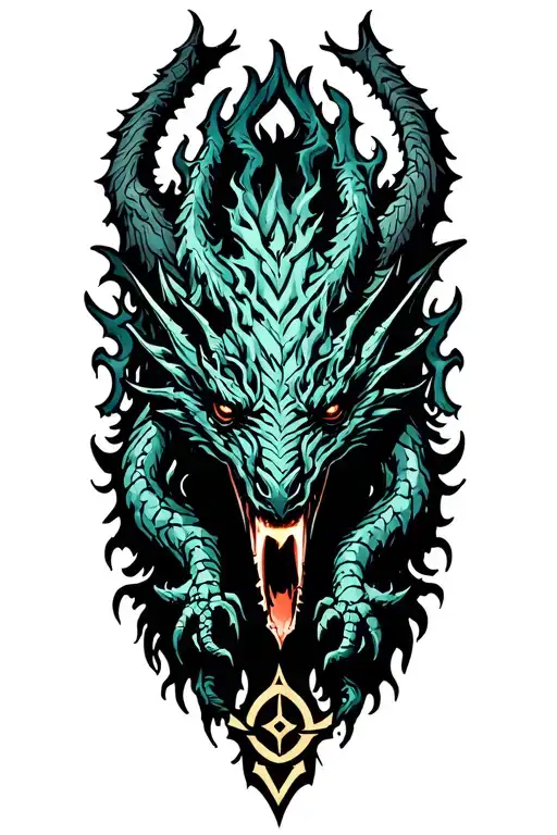 Nidhogg With Norse Symbol Surrounded