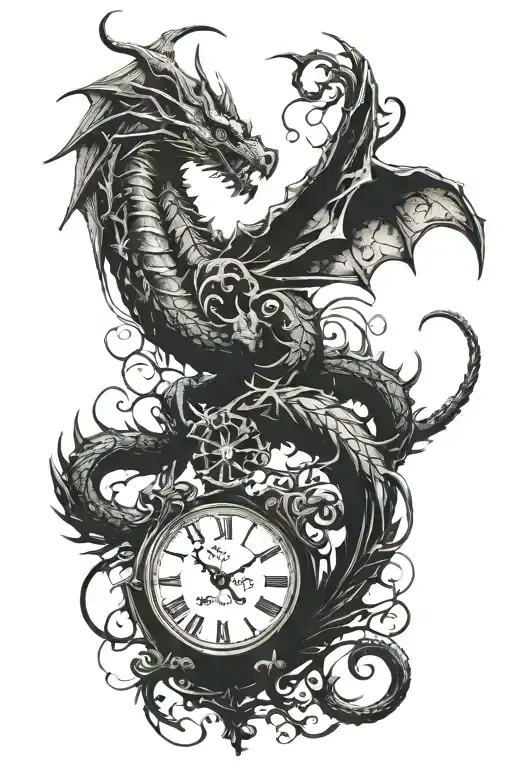 A Long Dragon And A Clock
