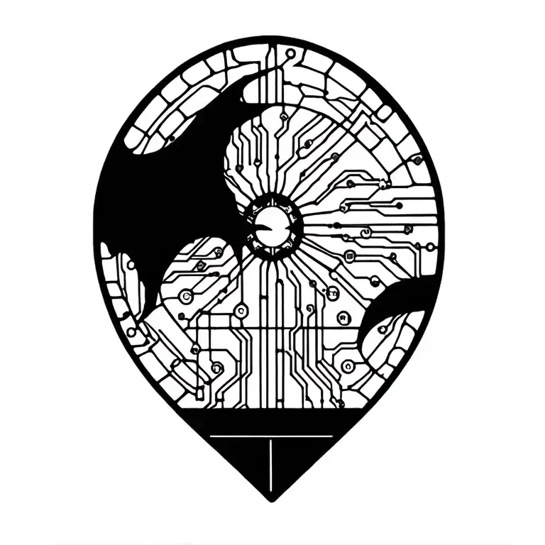 Stain Glass Cathedral Window Incorporating Elements Of Circuit Boards