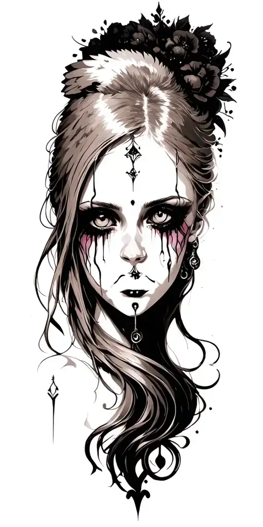 Tattooed & Pierced Sexy Angel Crying Eye