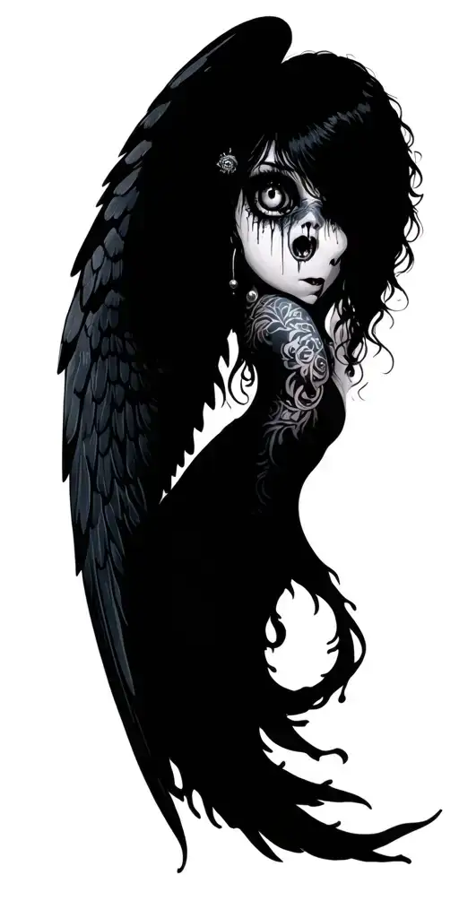 Tattooed & Pierced Sexy Angel Crying Eye