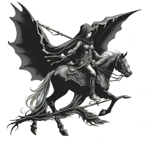 Female Riding A Horse With Crossbow Wearing A Hood