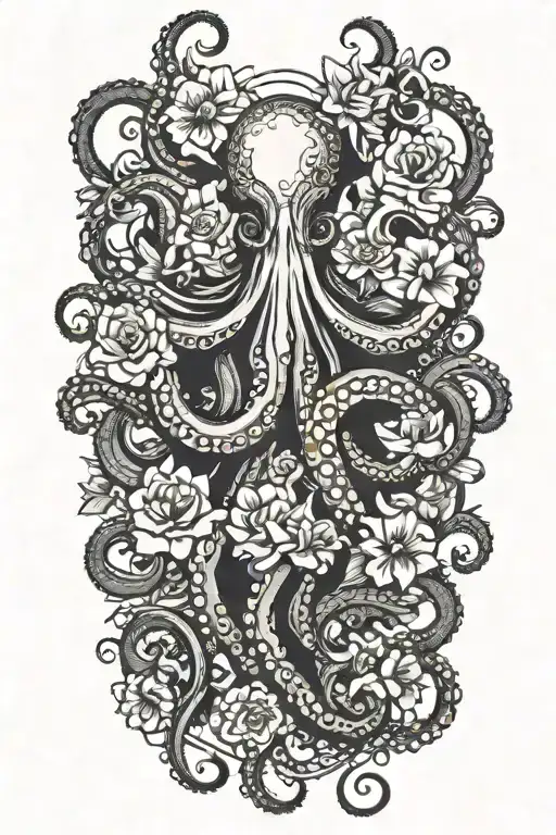 Octopus With Flowers Growing