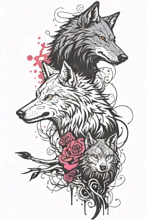 Wolf Ans Crow Perched