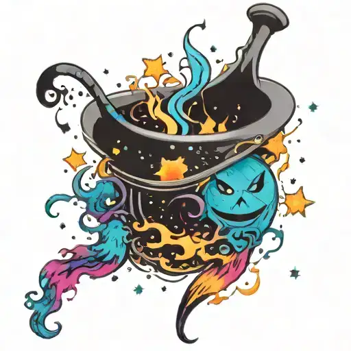 Colorfull Cosmic Space Galaxy Overflowing Witch Cauldron