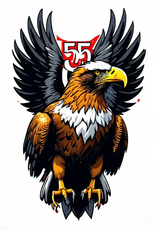 American Eagle Perched On 505 Number