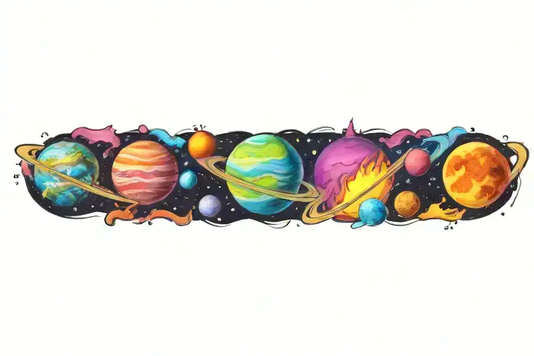 Planets Solar System With Flames