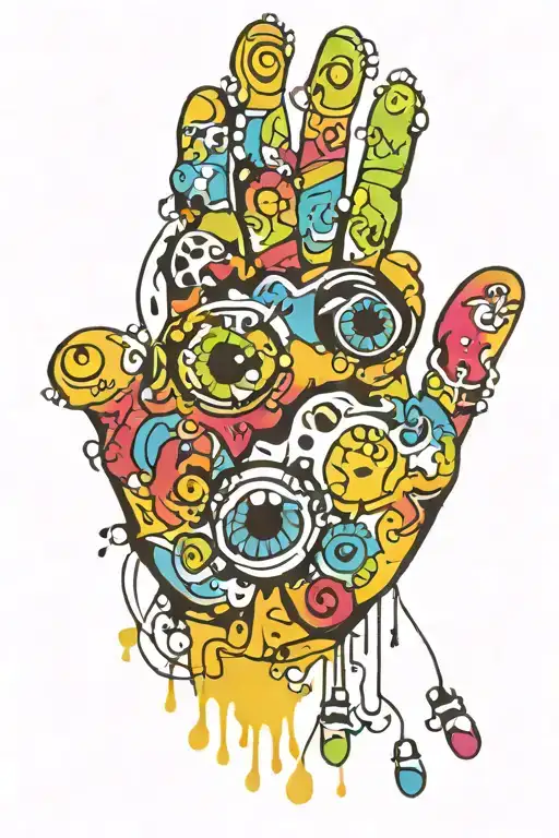 Dog Eyes Paw Print Children's Hands Surrounded