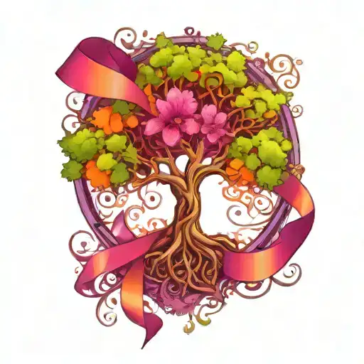 Tree Of Life And Purple Ribbon