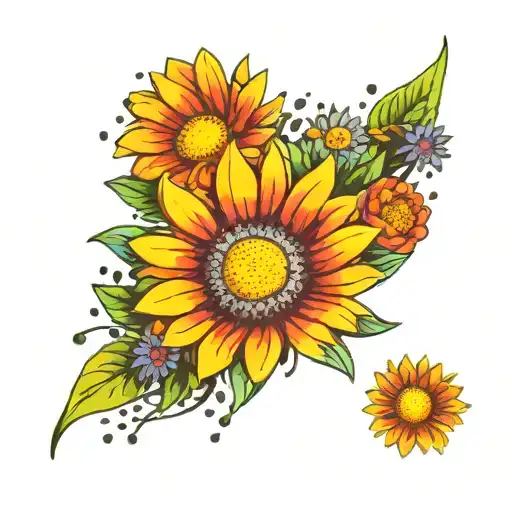 Palette Tattoo With Daisy And Aster Flower