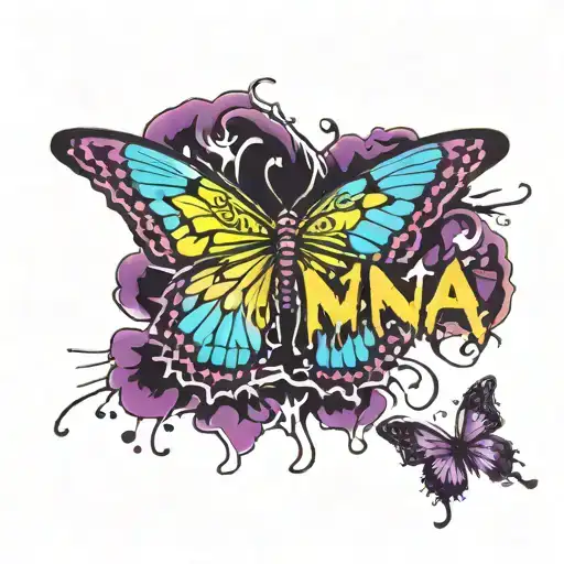 The Word Nana With Butterfly Landing On It