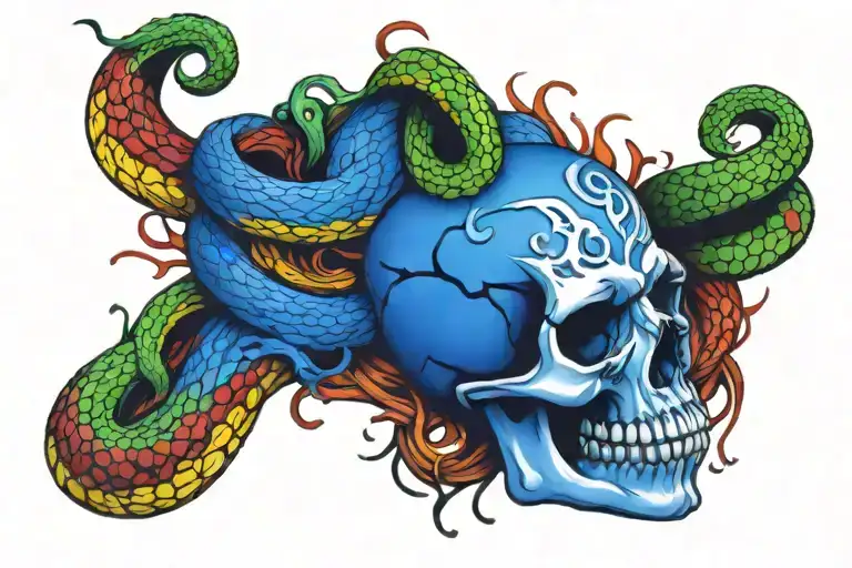 Depression Skull With Snake