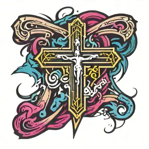 Jesus Christ Written In The Shape Of A Cross