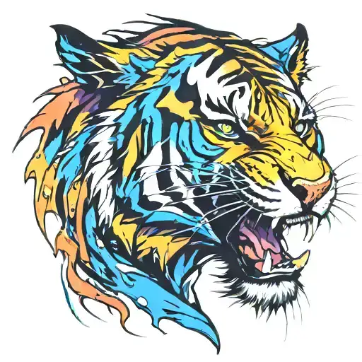 Tiger Roaring Color