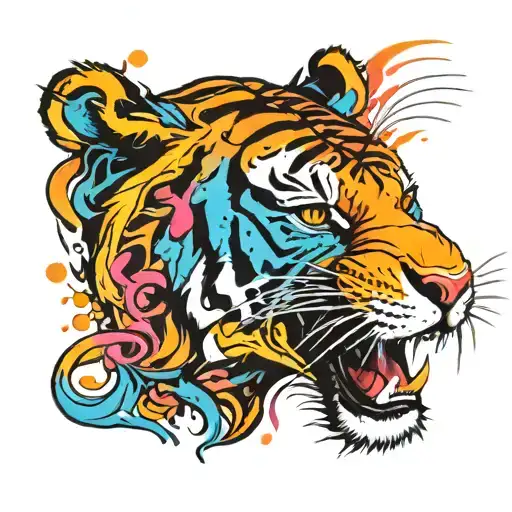 Tiger Roaring Color