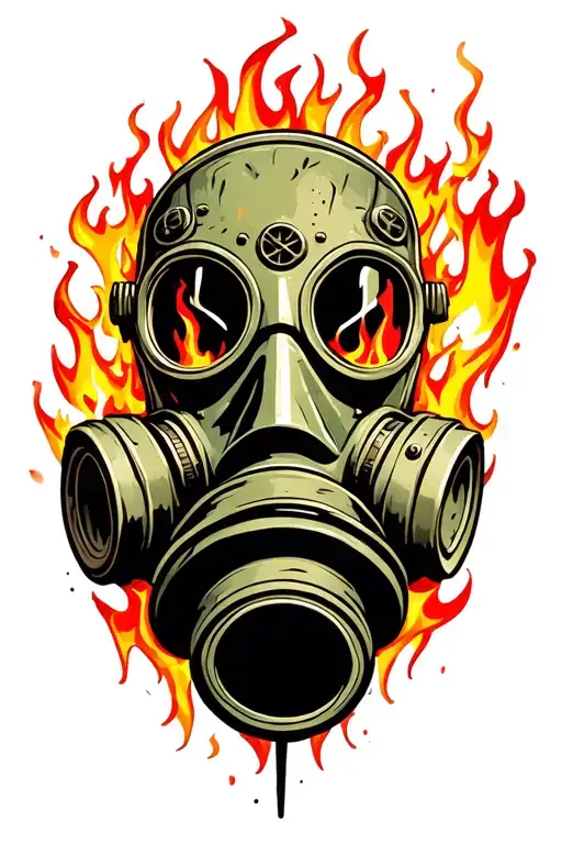 Gas Mask Engulfed In Flames