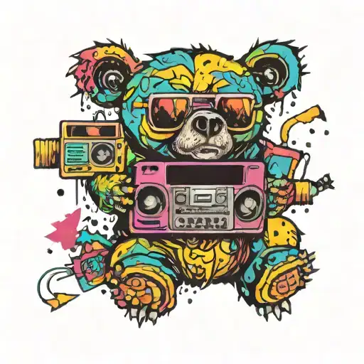 Bear With A Boombox Playing 90S