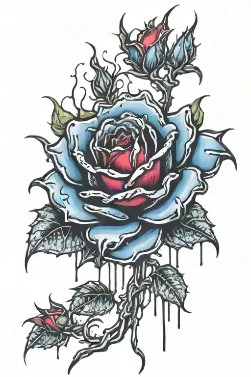 Black Thorny Rose Dripping Blood