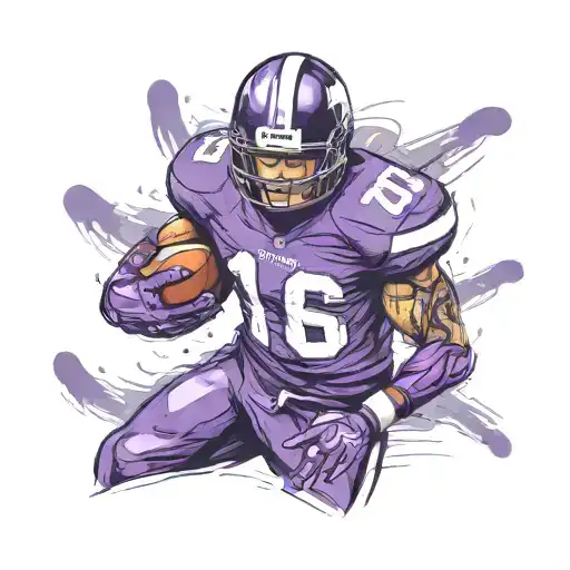 American Football Player Wearing Number 16 In Purple