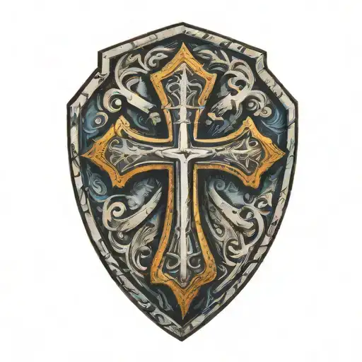 Cross Inside Shield Engraved