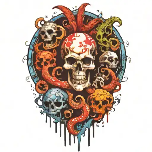 Kraken Whit Skulls