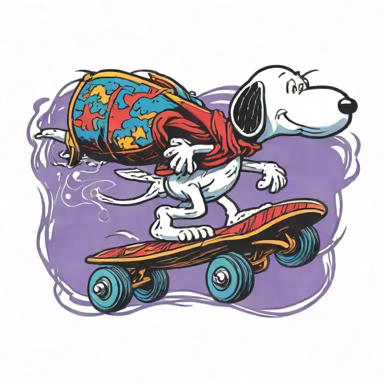 Snoopy Riding A Skateboard