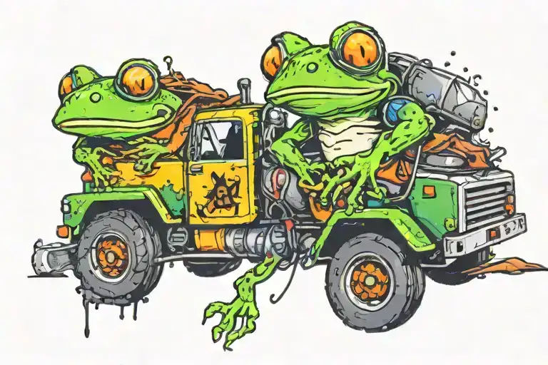 Frog Driving Garbage Truck