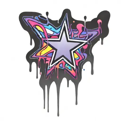 Star That Has Been Sprayed And The Paint Is Dripping Off