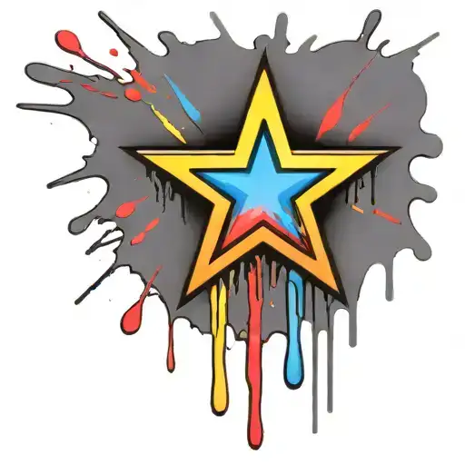 Star That Has Been Sprayed And The Paint Is Dripping Off