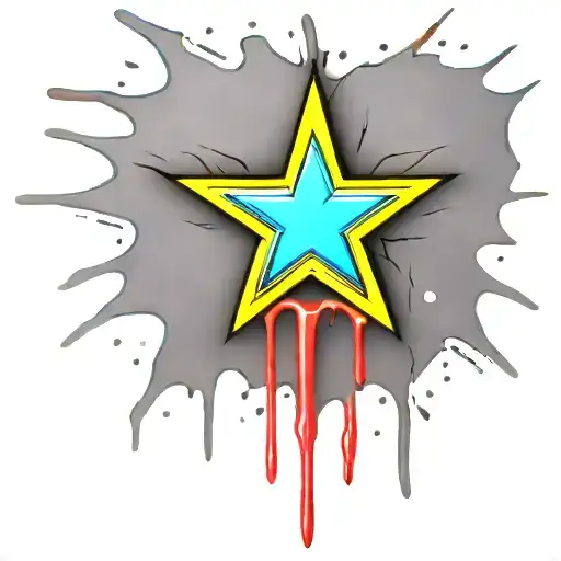 Star That Has Been Sprayed And The Paint Is Dripping Off
