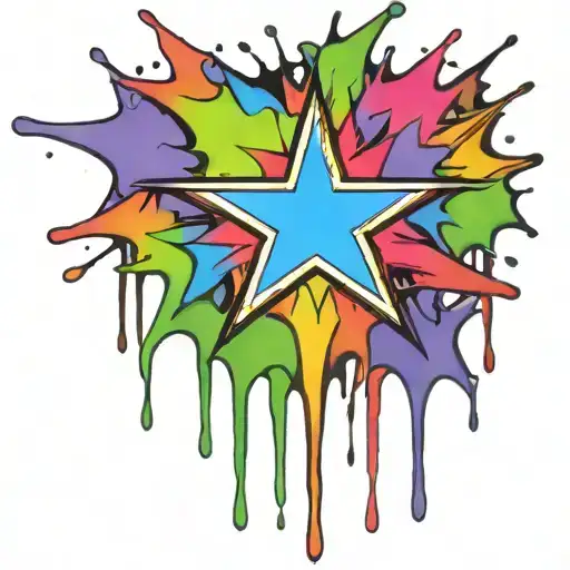 Star That Has Been Sprayed And The Paint Is Dripping Off No Background
