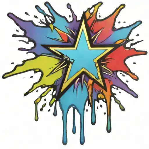 Star That Has Been Sprayed And The Paint Is Dripping Off No Background