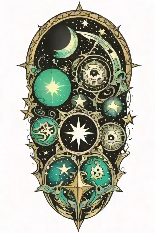 Psychedelic And Mystic Moons And Stars Fillers