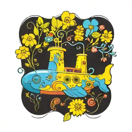 Yellow Submarine With Flowers
