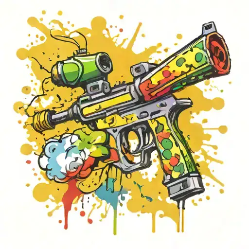 Paintball Gun Shooting Colorful Paint