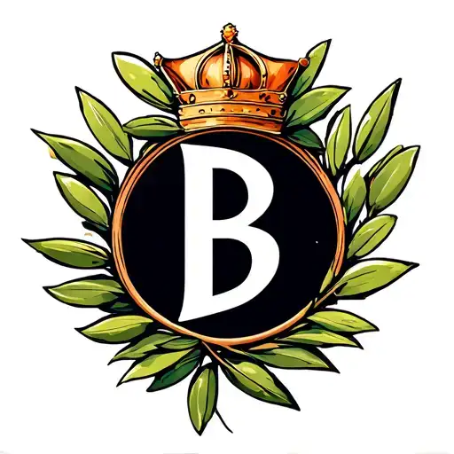 Letter B In Side Of An Olive Branch Circle With A Crown On Top