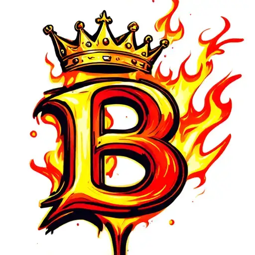 Letter B With A Crown On Top Make The Whole Thing Look Like Its On Fire