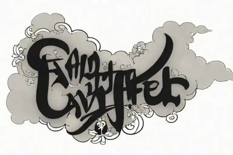 Words Faithful In Prayer Written Inside A Banner Surrounded By Clouds And Flowers