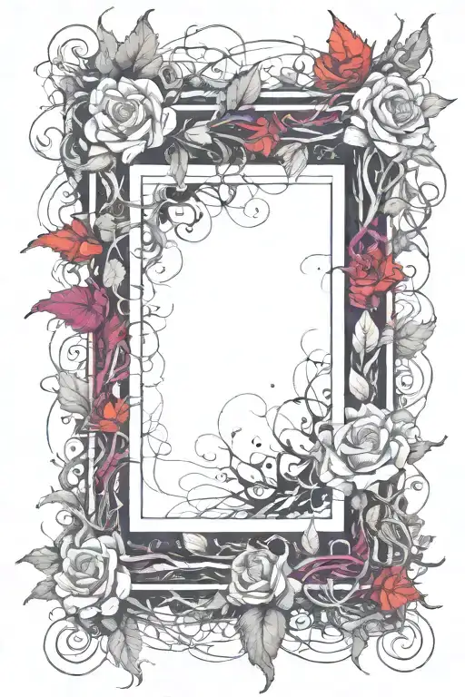 Picture Frame Made From Flowers And Thorny Vines