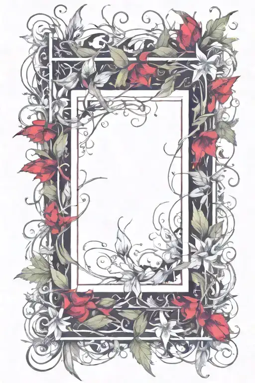 Picture Frame Made From Flowers And Thorny Vines
