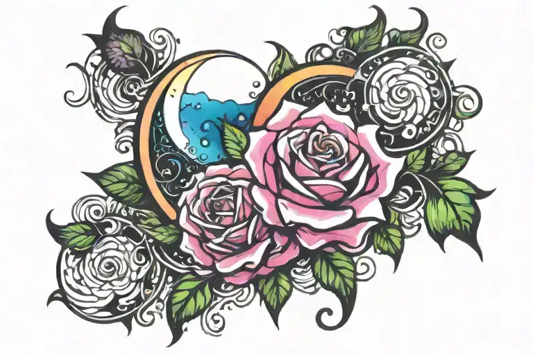 Rose Moon Merging Together