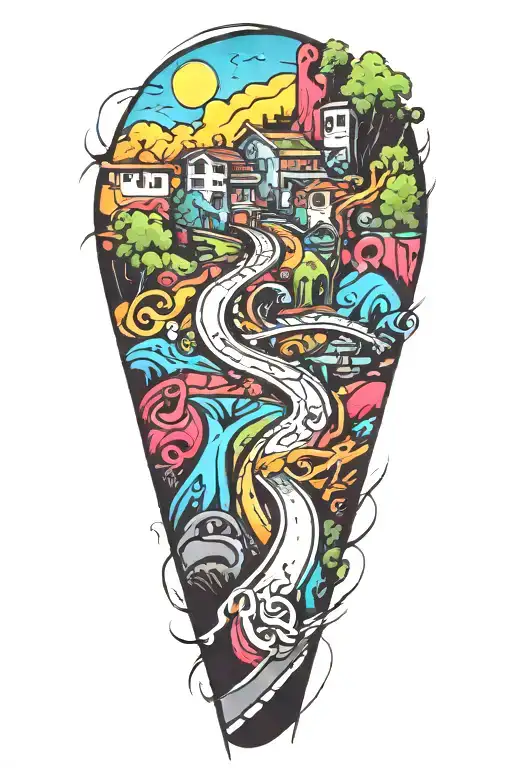 Winding Road Leading Towards