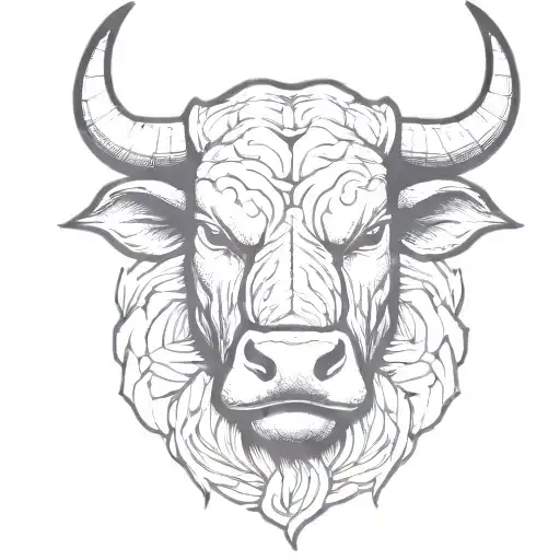 Bull Head With Roses