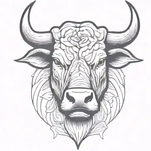 Bull Head With Roses
