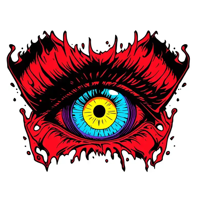 Men Evil Eye Chest Tattoo Design