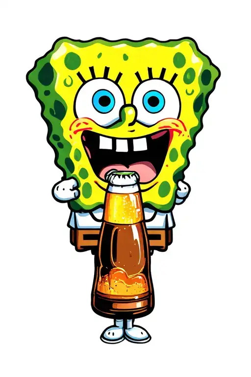 Spongebob Drinking Beer Bottle