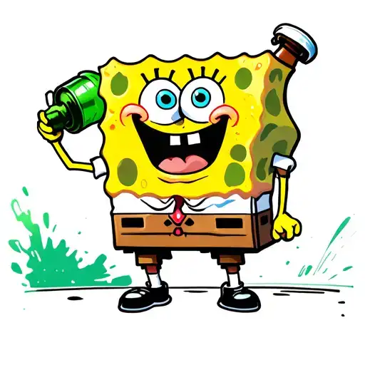 Spongebob Drinking Beer Bottle