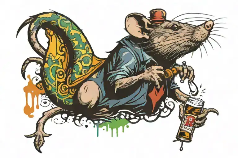 Gambling Rat Holding Whiskey
