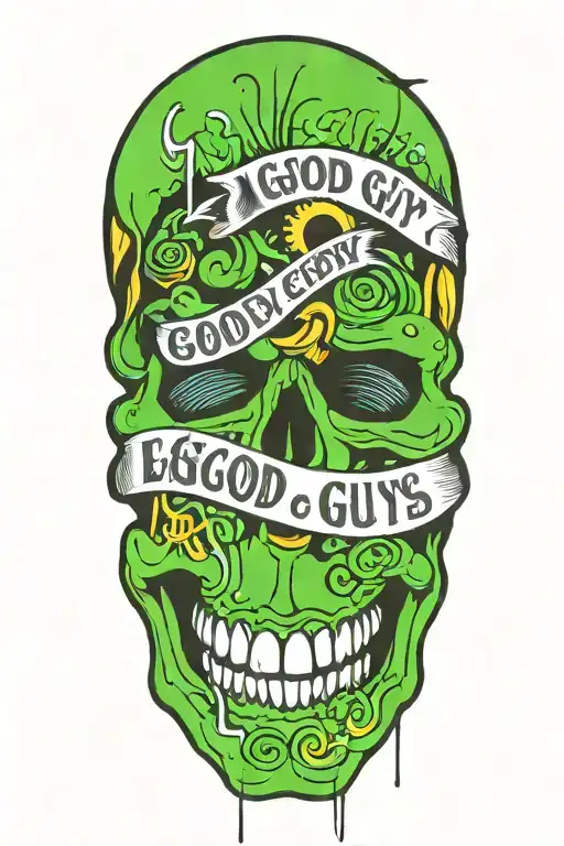 Tattoo Of A Phrase That Says The Good Guy Has Everything And The Bad Guy Loses Everything